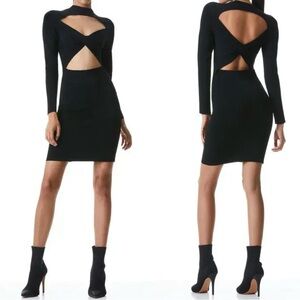 Alice + Olivia Estelle Two Way Reversible Twist Bodycon Mini Dress Black Size XS